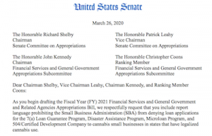 USA: Senate Coalition Urges SBA (Small Business Assoc) to Support Small Cannabis Businesses