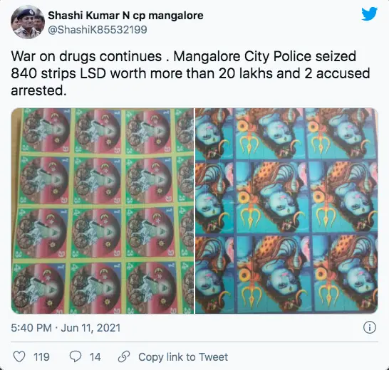 LSD Strips With Hindu God's Face Seized In India's Karnataka State