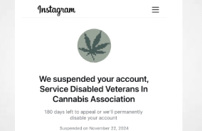 Pro-cannabis veterans group claims it was  suspended from Instagram with ‘no explanation’