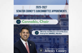 NY:  Sen Jeremy Cooney New York State Senate Announces He'll Be Leading The Cannabis Senate Subcommittee Again