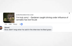 UK: Shropshire landscape gardener loses job for driving under "Influence Of Cannabis"  Facebook goes into overdrive with Brit quips & puns