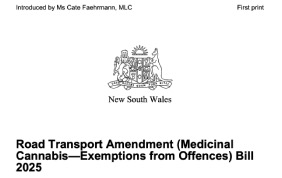 Australia - Legislative Document: NSW - Road Transport Amendment (Medicinal Cannabis—Exemptions from Offences) Bill 2025