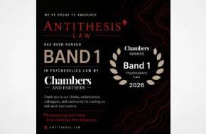 Antithesis Law & Jodi Green  ranked Band 1 by Chambers and Partners in Psychedelics Law.