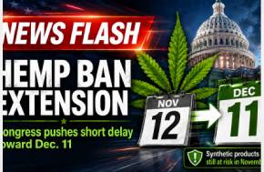 Most of the federal hemp ban delayed until December 11. 